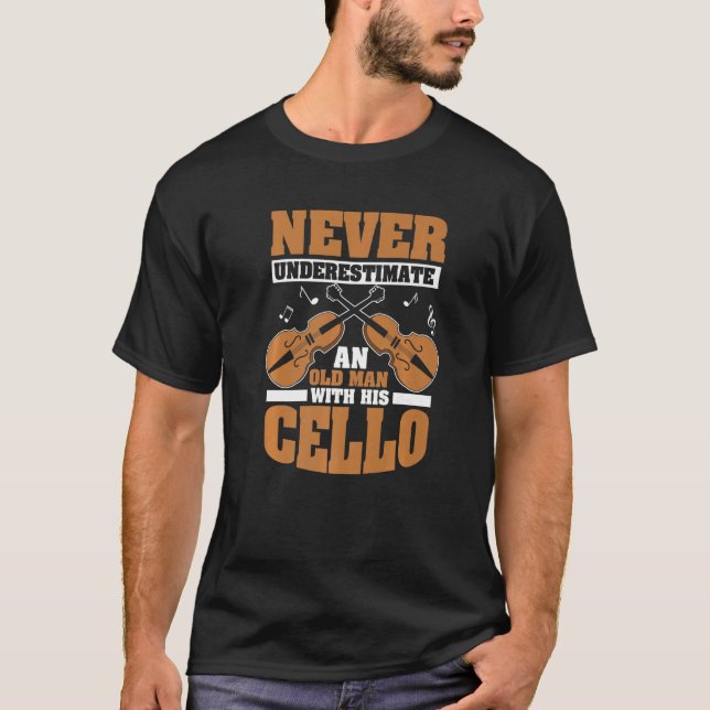 Camiseta Cello Instrumento Cellist Cello Player Velho (Frente)
