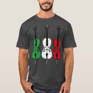 Camiseta Cello Italiano Flag Cellist String Musical Itália