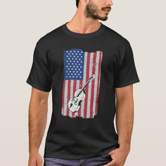 Camiseta Cello USA Flag Cello Player Cellist (Frente)