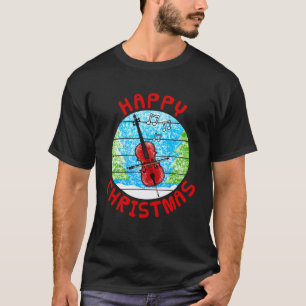 Camiseta Celo Natal Violoncelista Cordas Músico Chá de Músi