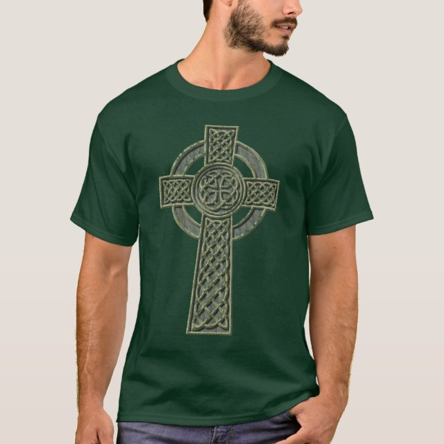 Camiseta Celtic Cross - Green Stone (Frente)