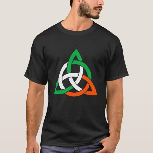 Camiseta Celtic Cross Trinity Knot Triquetra Irish Flag Poc (Frente)