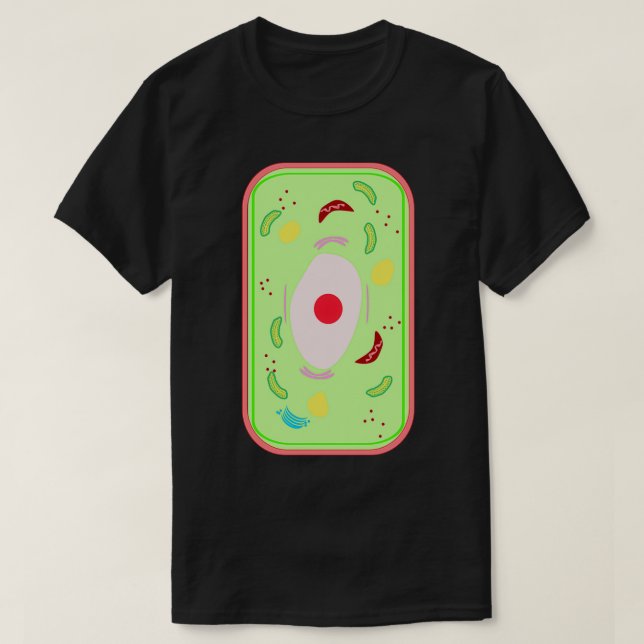Camiseta Célula de planta com vácuo Mitocôndria Golgi (Frente do Design)