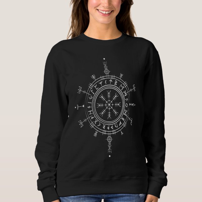 Camiseta Célula Sorte Viking Compass Vegvisir Pagan r (Frente)
