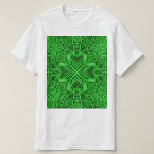 Camiseta Célula Vintage Fractal Verde Caleidoscópio (Frente do Design)