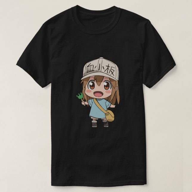 Camiseta Células no Trabalho - Plaqueta Essencial (Frente do Design)