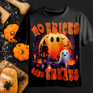 Camiseta Cemitério de Halloween com Ghost feliz e fofo