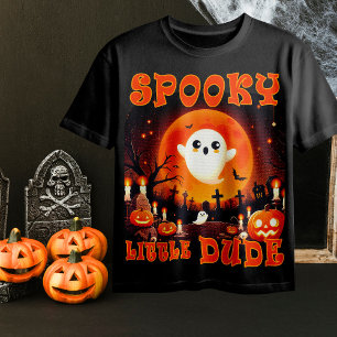 Camiseta Cemitério de Halloween com Ghost fofo e lua gigant