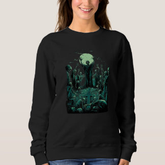Camiseta Cemitério de Zumbi Lua Esqueleto Para Mamãe e Papa