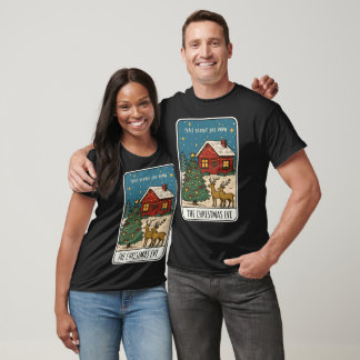 Camiseta Cena Aconchegante de Véspera de Natal Cabana, Rena