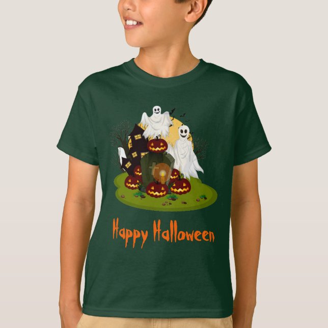 Camiseta  Cena Assombrada Feliz Halloween (Frente)