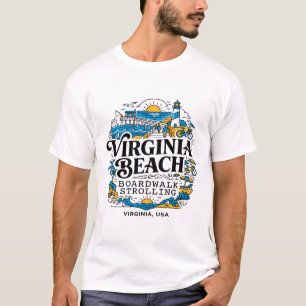 Camiseta Cena Costeira de Passeio pela Calçada de Virginia 