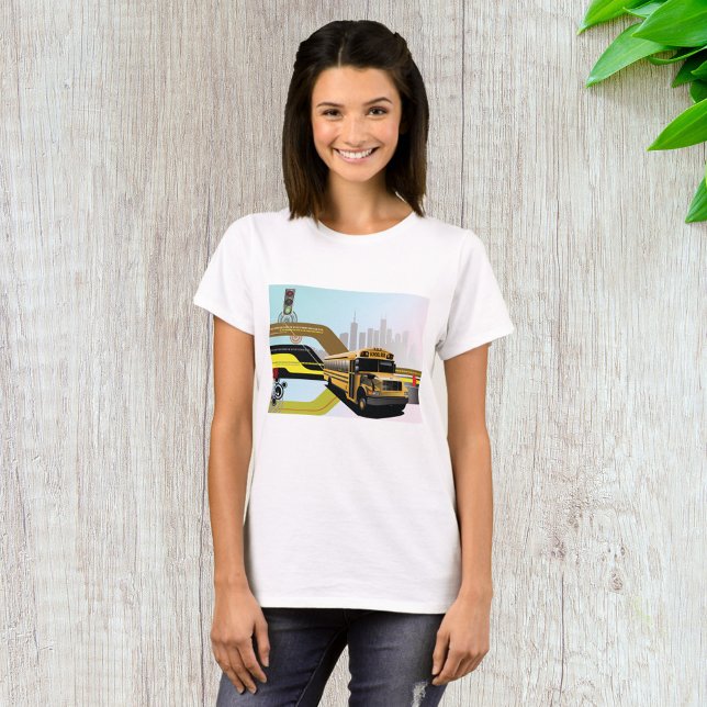 Camiseta Cena da Cidade do Ônibus Escolar (Criador carregado)
