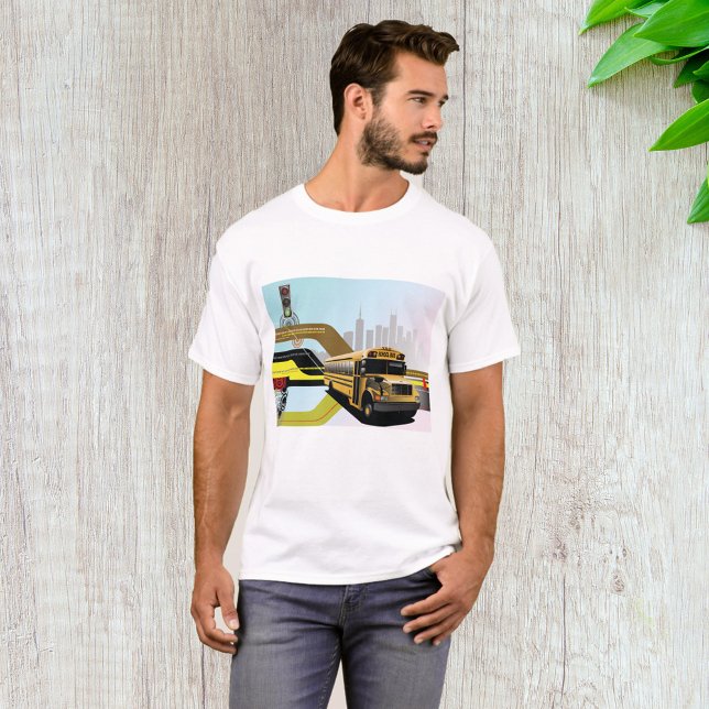 Camiseta Cena da Cidade do Ônibus Escolar (Criador carregado)