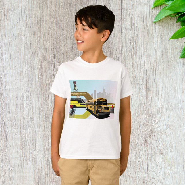 Camiseta Cena da Cidade do Ônibus Escolar (Criador carregado)