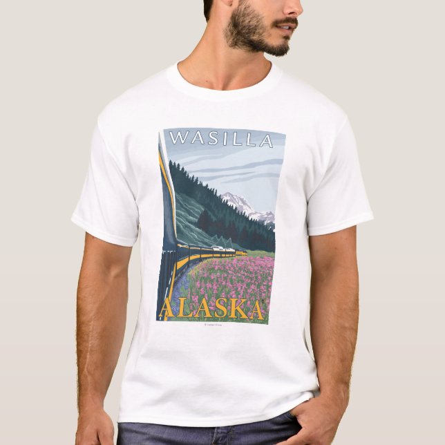 Camiseta Cena da estrada de ferro de Alaska - Wasilla, (Frente)