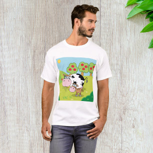 Camiseta Cena da Fazenda de Vaca e Bezerro