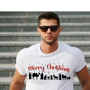 Camiseta Cena da Natividade Bonita de Natal Feliz