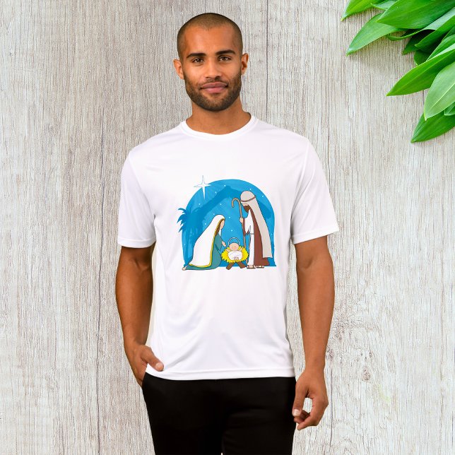 Camiseta Cena da Natividade com Mary Joseph e Baby Jesus (Criador carregado)