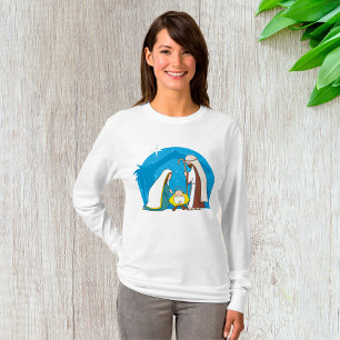 Camiseta Cena da Natividade com Mary Joseph e Baby Jesus
