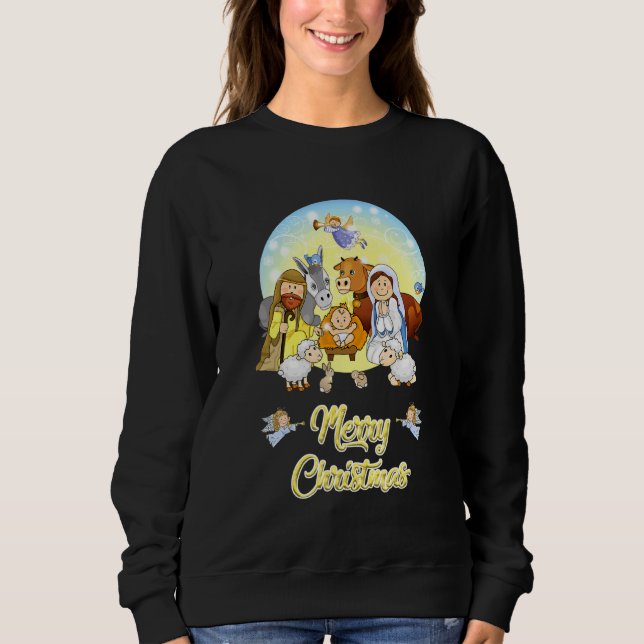 Camiseta Cena da Natividade Natal História Verdadeira Nativ (Frente)