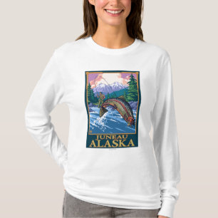 Camiseta Cena da pesca com mosca - Juneau, Alaska