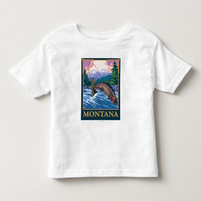 Camiseta Cena da pesca com mosca - Montana (Frente)