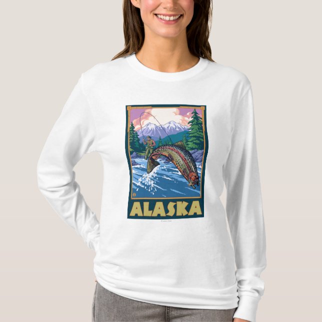 Camiseta Cena da pesca de AlaskaFly (Frente)