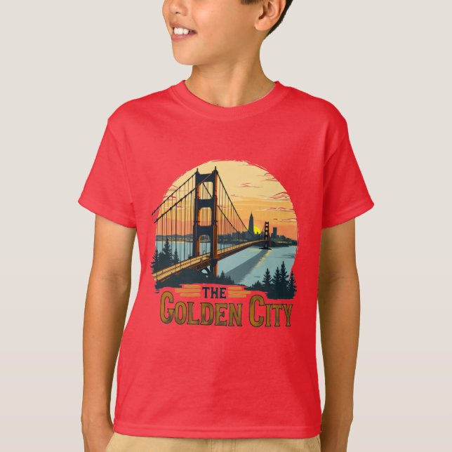 Camiseta Cena da ponte exterior do ouro Sunset (Frente)