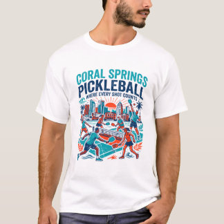 Camiseta Cena da quadra de pickleball de Coral Springs Flór