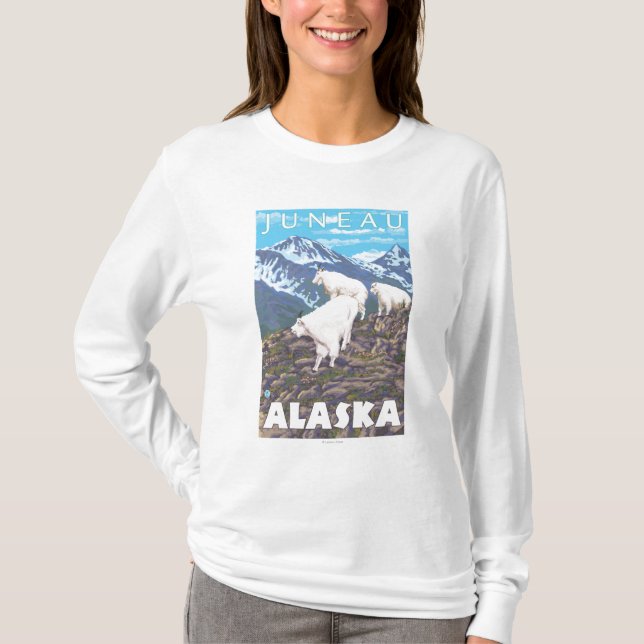 Camiseta Cena das cabras de montanha - Juneau, Alaska (Frente)