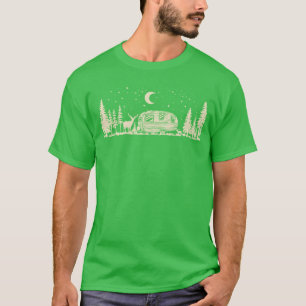 Camiseta Cena de Acampamento Arte Linear presente