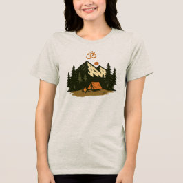 Camiseta Cena de Acampamento na Montanha com Símbolo "Om"