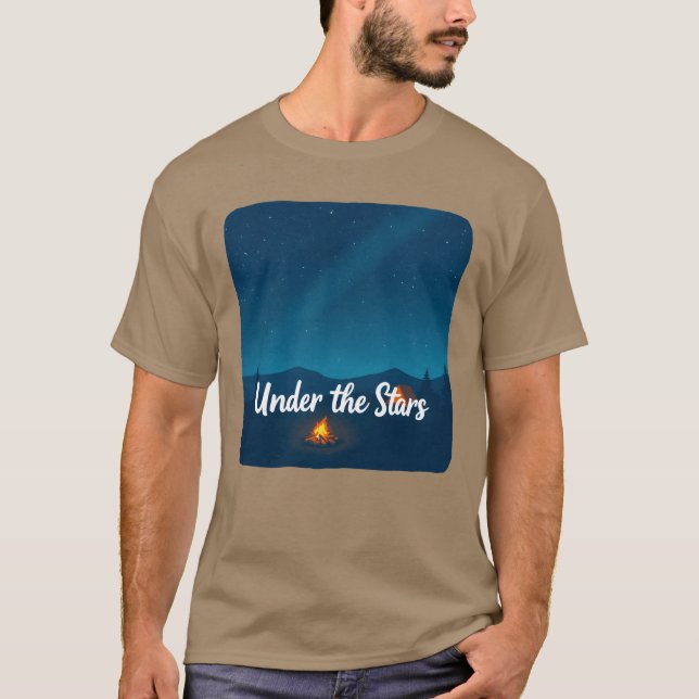 Camiseta Cena de Acampamento Noturno familiar (Frente)