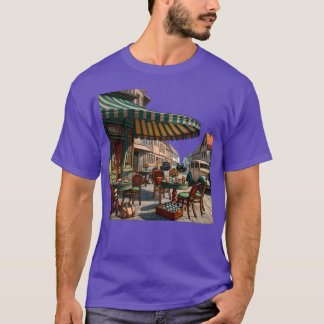 Camiseta Cena de amigos em café europeu vintage