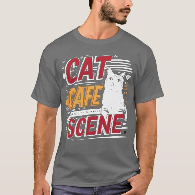 Camiseta Cena de amigos no café de gatos (Frente)