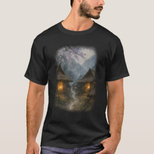 Camiseta Cena de Aquarela da Misty Mountain Village