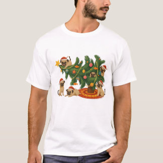 Camiseta Cena de árvore de Natal com Pug fofo – Cães engraç