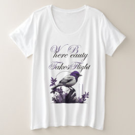 Camiseta Cena de aves roxas majestosa | Beleza da Natureza