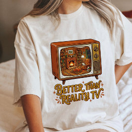 Camiseta Cena de Cachorro com Lareira Retro Aconchegante na