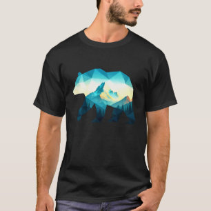 Camiseta Cena de Design de Urso de Montanha Vintage da Natu