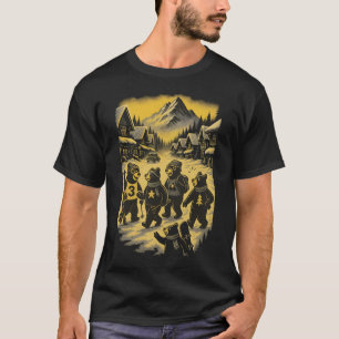 Camiseta Cena de Esqui dos Ursos de Inverno