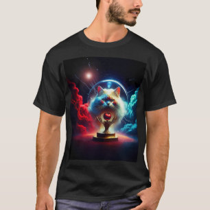 Camiseta Cena de Fantasia: Gato Dentro de uma Bola com Maçã