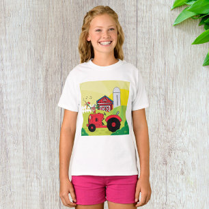 Camiseta Cena de fazenda com Galo de Canto no Trator