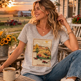 Camiseta Cena de Fazenda Vintage Nebraska Heartland
