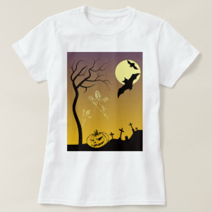 Camiseta Cena de Halloween de Cemitério Assombrado, Hallowe