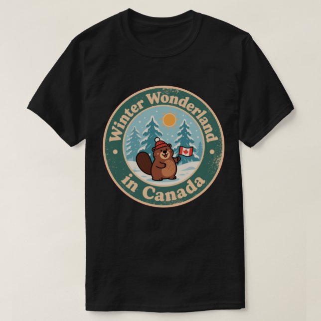 Camiseta Cena de Inverno Canadense Vintage (Frente do Design)