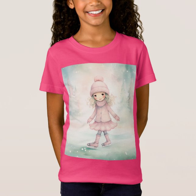 Camiseta Cena de Inverno Rosa e Mint (Frente)