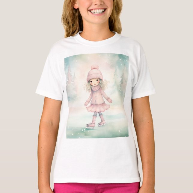 Camiseta Cena de Inverno Rosa e Mint (Frente)