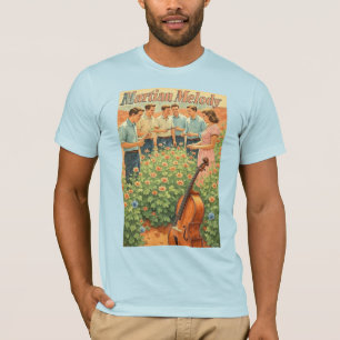 Camiseta Cena de Jardim Futurista Vintage em Marte